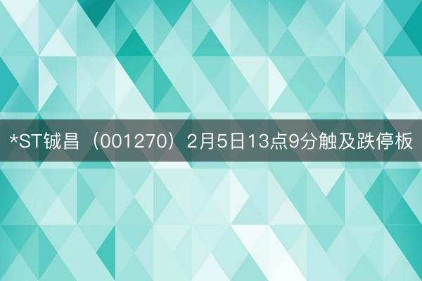*ST铖昌（001270）2月5日13点9分触及跌停板
