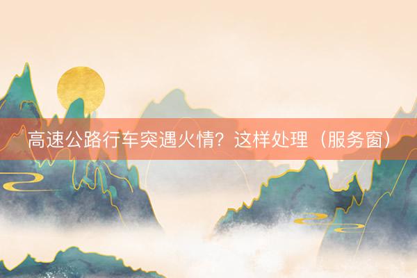 高速公路行车突遇火情？这样处理（服务窗）