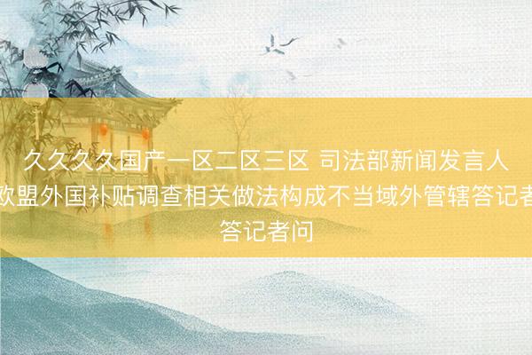 久久久久国产一区二区三区 司法部新闻发言人就欧盟外国补贴调查相关做法构成不当域外管辖答记者问