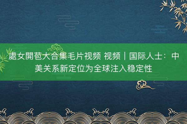 處女開苞大合集毛片视频 视频｜国际人士：中美关系新定位为全球注入稳定性