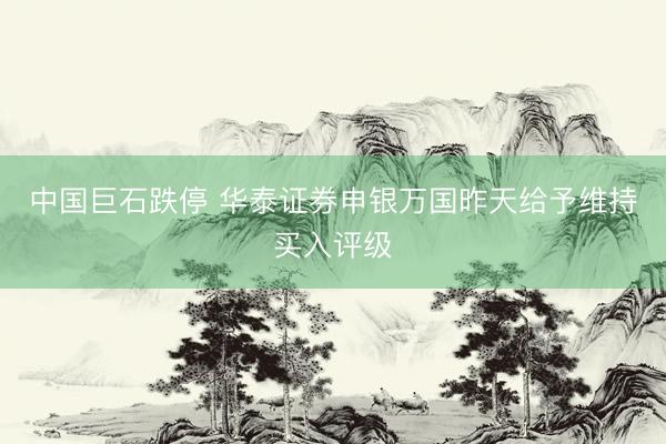 中国巨石跌停 华泰证券申银万国昨天给予维持买入评级