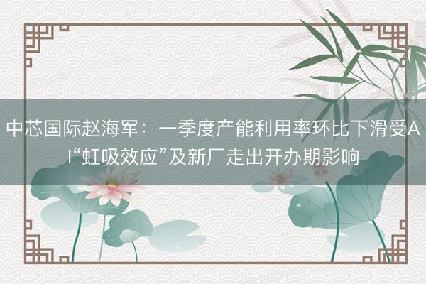 中芯国际赵海军：一季度产能利用率环比下滑受AI“虹吸效应”及新厂走出开办期影响