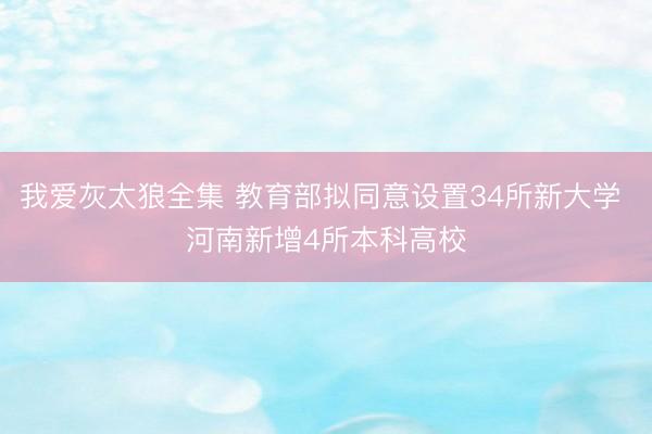 我爱灰太狼全集 教育部拟同意设置34所新大学 河南新增4所本科高校