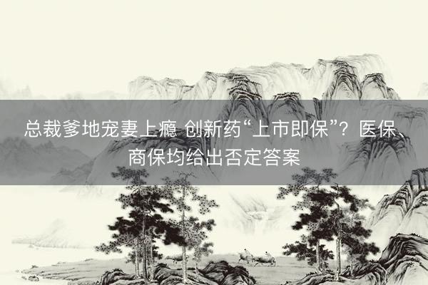 总裁爹地宠妻上瘾 创新药“上市即保”？医保、商保均给出否定答案