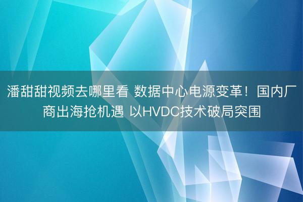潘甜甜视频去哪里看 数据中心电源变革!国内厂商出海抢机遇 以HVDC技术破局突围