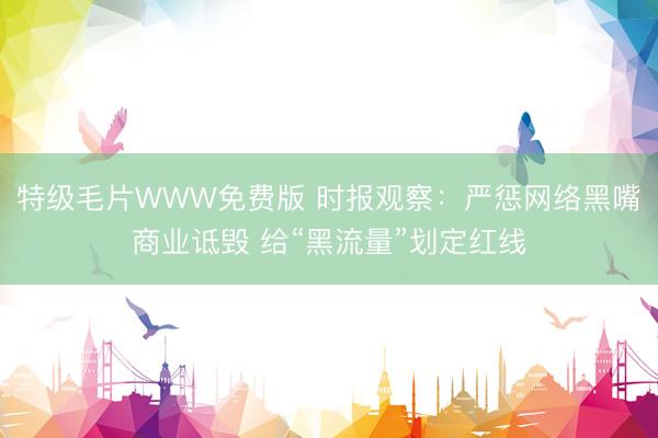 特级毛片WWW免费版 时报观察：严惩网络黑嘴商业诋毁 给“黑流量”划定红线