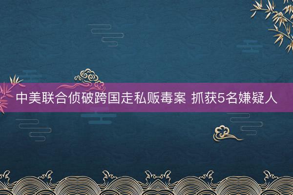 中美联合侦破跨国走私贩毒案 抓获5名嫌疑人