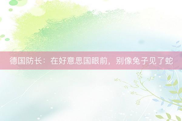 德国防长：在好意思国眼前，别像兔子见了蛇
