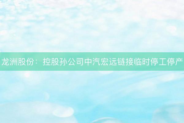 龙洲股份：控股孙公司中汽宏远链接临时停工停产