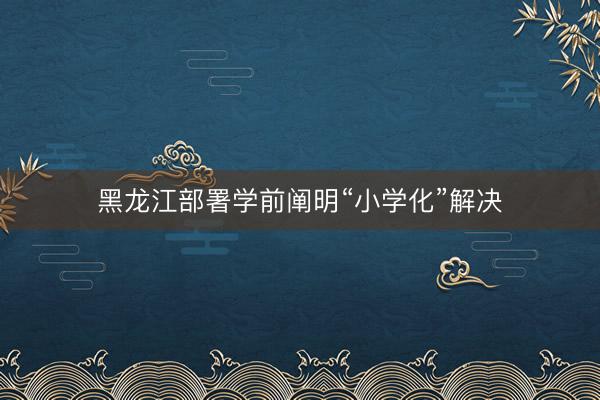 黑龙江部署学前阐明“小学化”解决