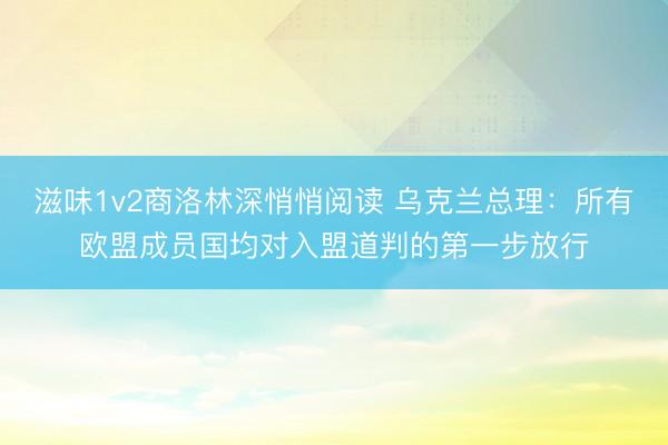 滋味1v2商洛林深悄悄阅读 乌克兰总理：所有欧盟成员国均对入盟道判的第一步放行
