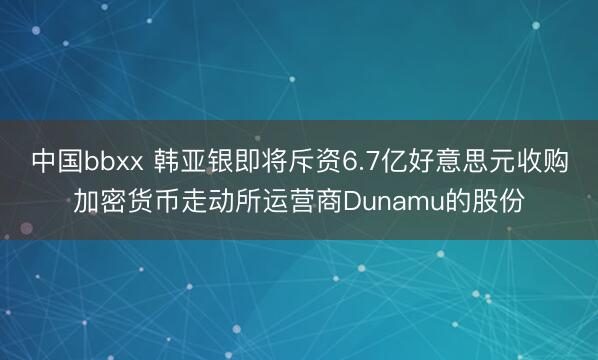 中国bbxx 韩亚银即将斥资6.7亿好意思元收购加密货币走动所运营商Dunamu的股份