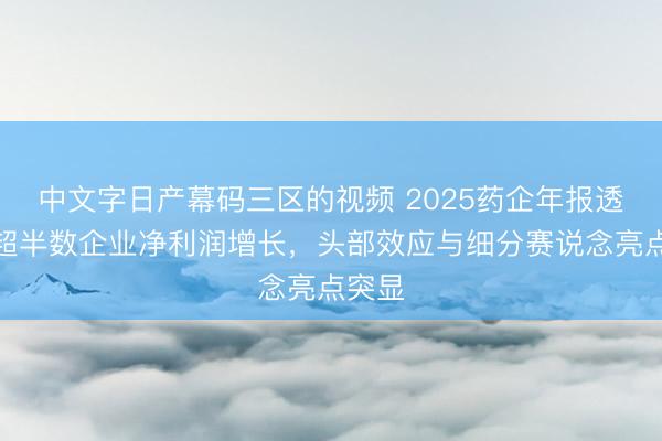中文字日产幕码三区的视频 2025药企年报透视:超半数企业净利润增长,头部效应与细分赛说念亮点突显