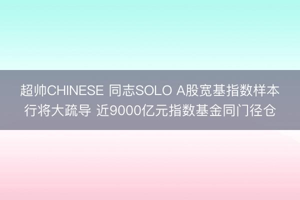 超帅CHINESE 同志SOLO A股宽基指数样本行将大疏导 近9000亿元指数基金同门径仓