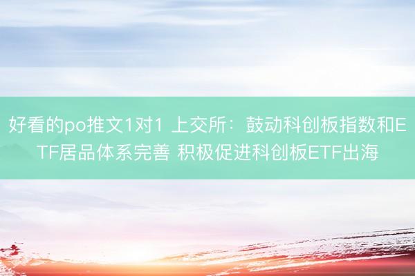 好看的po推文1对1 上交所：鼓动科创板指数和ETF居品体系完善 积极促进科创板ETF出海