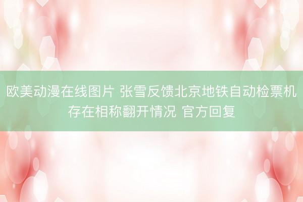 欧美动漫在线图片 张雪反馈北京地铁自动检票机存在相称翻开情况 官方回复