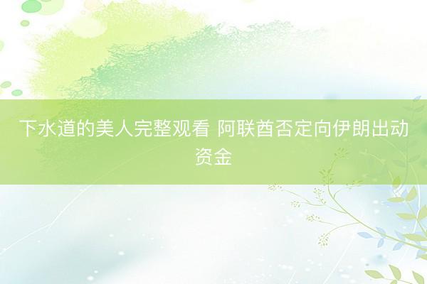 下水道的美人完整观看 阿联酋否定向伊朗出动资金