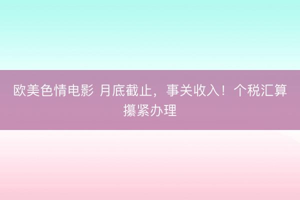 欧美色情电影 月底截止，事关收入！个税汇算攥紧办理