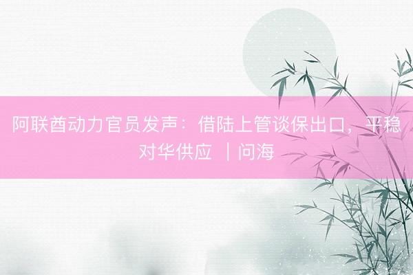 阿联酋动力官员发声：借陆上管谈保出口，平稳对华供应 ｜问海