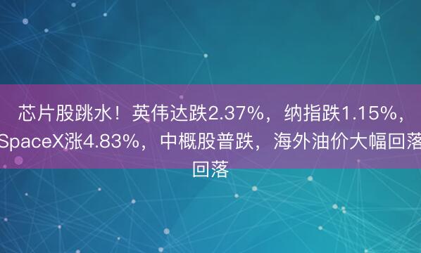 芯片股跳水！英伟达跌2.37%，纳指跌1.15%，SpaceX涨4.83%，中概股普跌，海外油价大幅回落